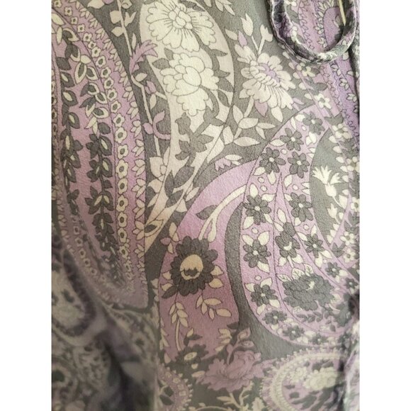 Nili Lotan Acaidia Blouse Women Small 100% Silk Purple Paisley Sheer Top Boho - Picture 4 of 16
